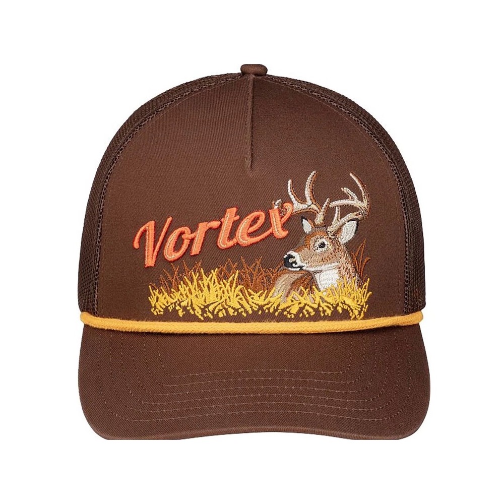 Vortex Optics Mens Grassland Heritage Cap Brown Trucker Hat Deer Mesh Snapback